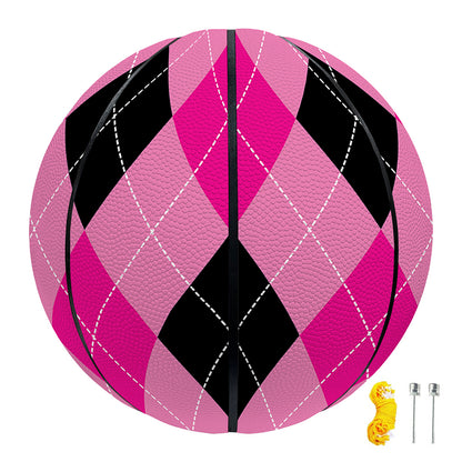 Pink And Black Argyle Pattern Print Basketball