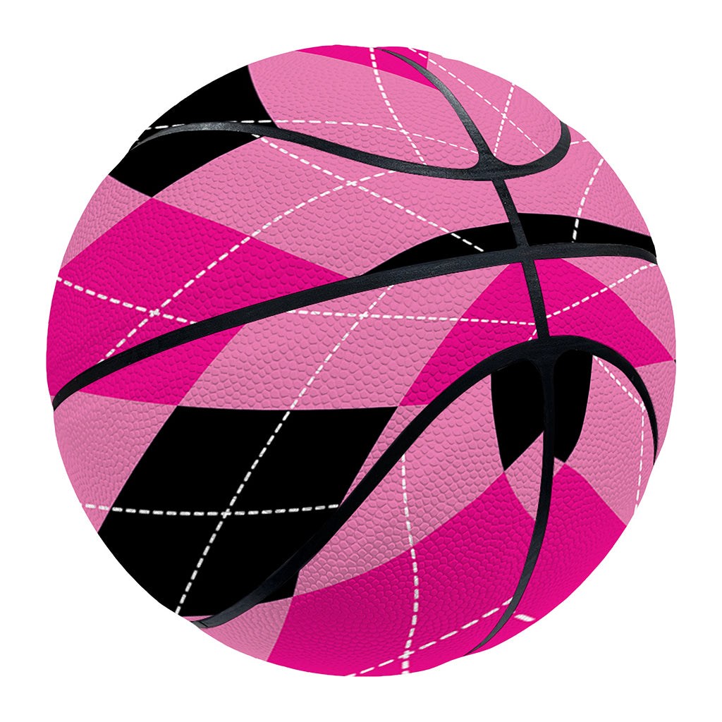 Pink And Black Argyle Pattern Print Basketball