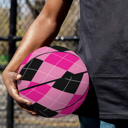 Pink And Black Argyle Pattern Print Basketball