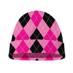 Pink And Black Argyle Pattern Print Beanie