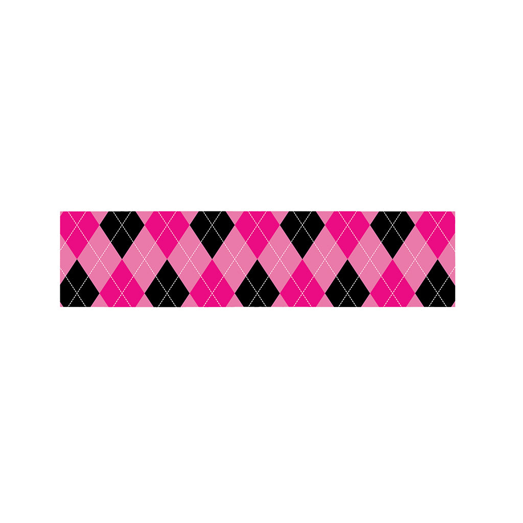 Pink And Black Argyle Pattern Print Bed Runner