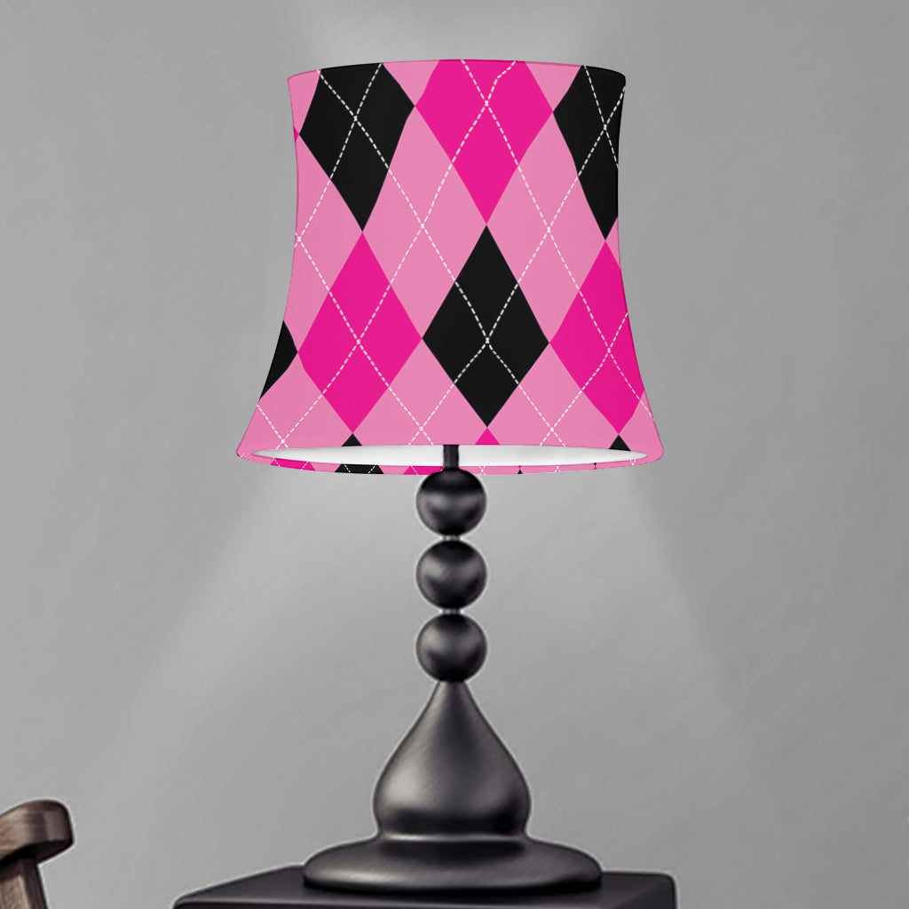 Pink And Black Argyle Pattern Print Bell Lamp Shade