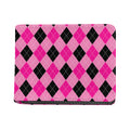 Pink And Black Argyle Pattern Print Bifold Wallet