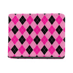 Pink And Black Argyle Pattern Print Bifold Wallet