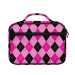 Pink And Black Argyle Pattern Print Briefcase Bible Bag