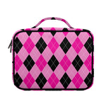 Pink And Black Argyle Pattern Print Briefcase Bible Bag