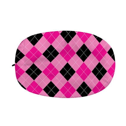 Pink And Black Argyle Pattern Print Car Side Mirror Covers