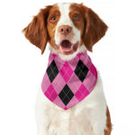 Pink And Black Argyle Pattern Print Dog Bandana