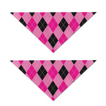 Pink And Black Argyle Pattern Print Dog Bandana
