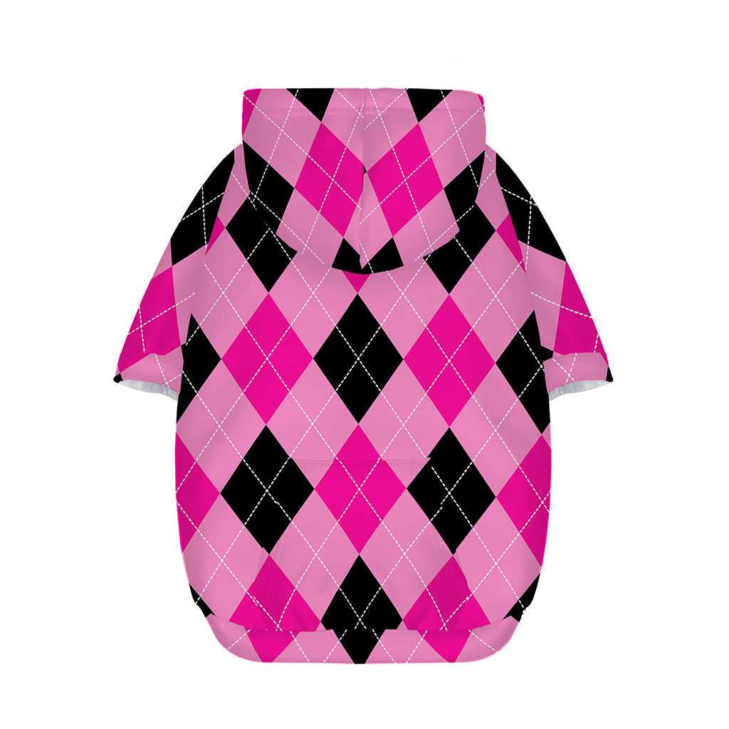 Pink And Black Argyle Pattern Print Dog Zip Up Hoodie