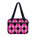 Pink And Black Argyle Pattern Print Double Strap Bible Bag