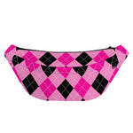 Pink And Black Argyle Pattern Print Fanny Pack