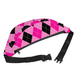 Pink And Black Argyle Pattern Print Fanny Pack