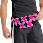 Pink And Black Argyle Pattern Print Fanny Pack