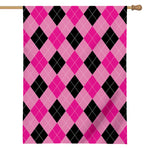 Pink And Black Argyle Pattern Print House Flag