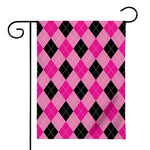 Pink And Black Argyle Pattern Print House Flag