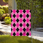 Pink And Black Argyle Pattern Print House Flag