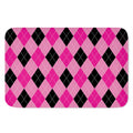 Pink And Black Argyle Pattern Print Indoor Door Mat