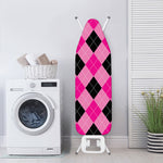Pink And Black Argyle Pattern Print Ironing Board Cover