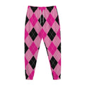 Pink And Black Argyle Pattern Print Jogger Pants