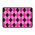 Pink And Black Argyle Pattern Print Kitchen Mat