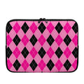 Pink And Black Argyle Pattern Print Laptop Sleeve