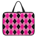 Pink And Black Argyle Pattern Print Laptop Sleeve With Handle