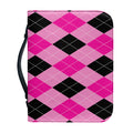 Pink And Black Argyle Pattern Print Leather Bible Cover