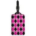 Pink And Black Argyle Pattern Print Luggage Tag