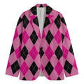 Pink And Black Argyle Pattern Print Men's Blazer