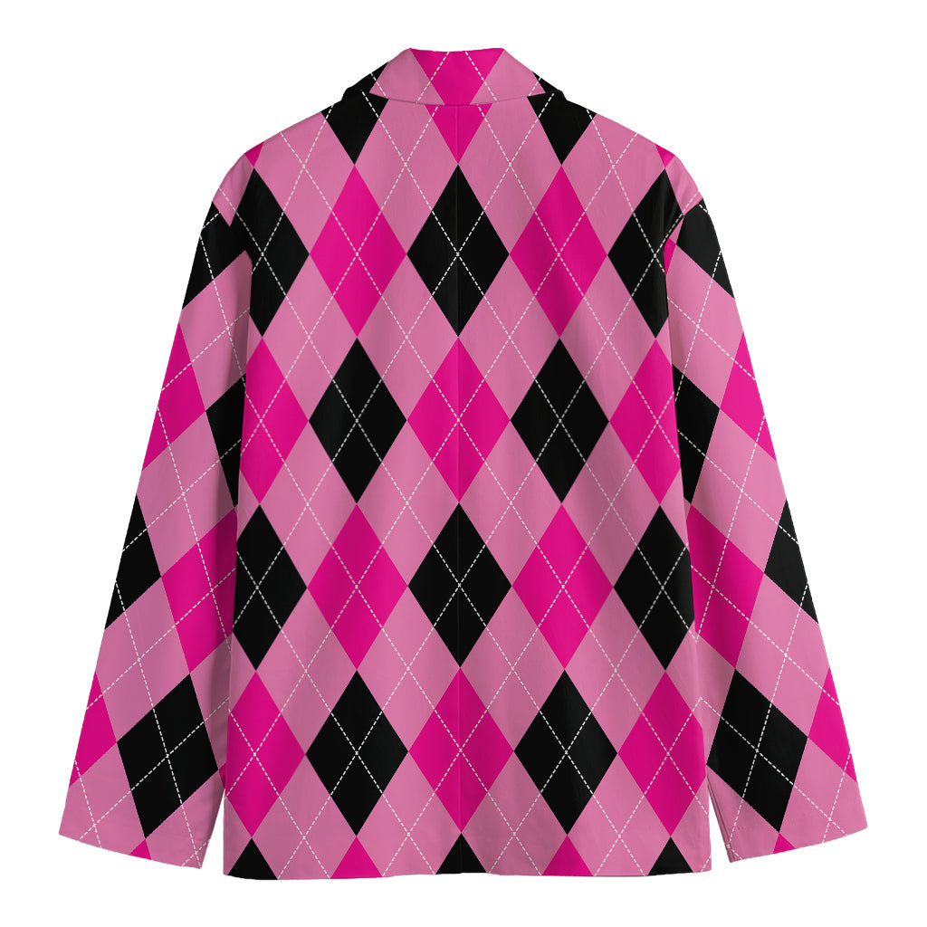 Pink And Black Argyle Pattern Print Men's Blazer