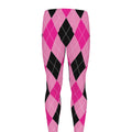 Pink And Black Argyle Pattern Print Men's Leggings