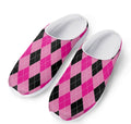 Pink And Black Argyle Pattern Print Mesh Casual Shoes