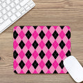 Pink And Black Argyle Pattern Print Mouse Pad