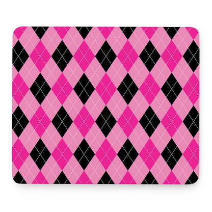 Pink And Black Argyle Pattern Print Mouse Pad