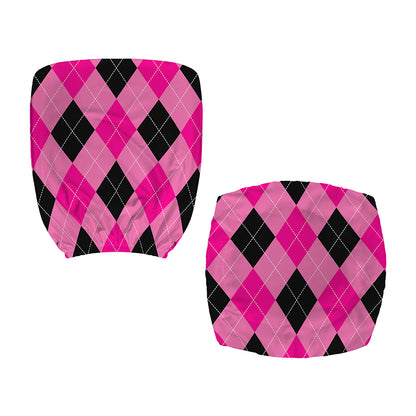 Pink And Black Argyle Pattern Print Office Chair Cover