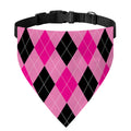 Pink And Black Argyle Pattern Print Over The Collar Dog Bandana