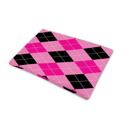 Pink And Black Argyle Pattern Print Pet Cooling Mat Cover