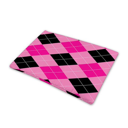 Pink And Black Argyle Pattern Print Pet Cooling Mat Cover