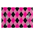 Pink And Black Argyle Pattern Print Placemat