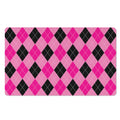 Pink And Black Argyle Pattern Print Polyester Doormat