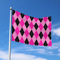 Pink And Black Argyle Pattern Print Polyester Flag