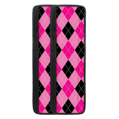 Pink And Black Argyle Pattern Print Refrigerator Handle Covers