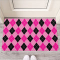 Pink And Black Argyle Pattern Print Rubber Doormat