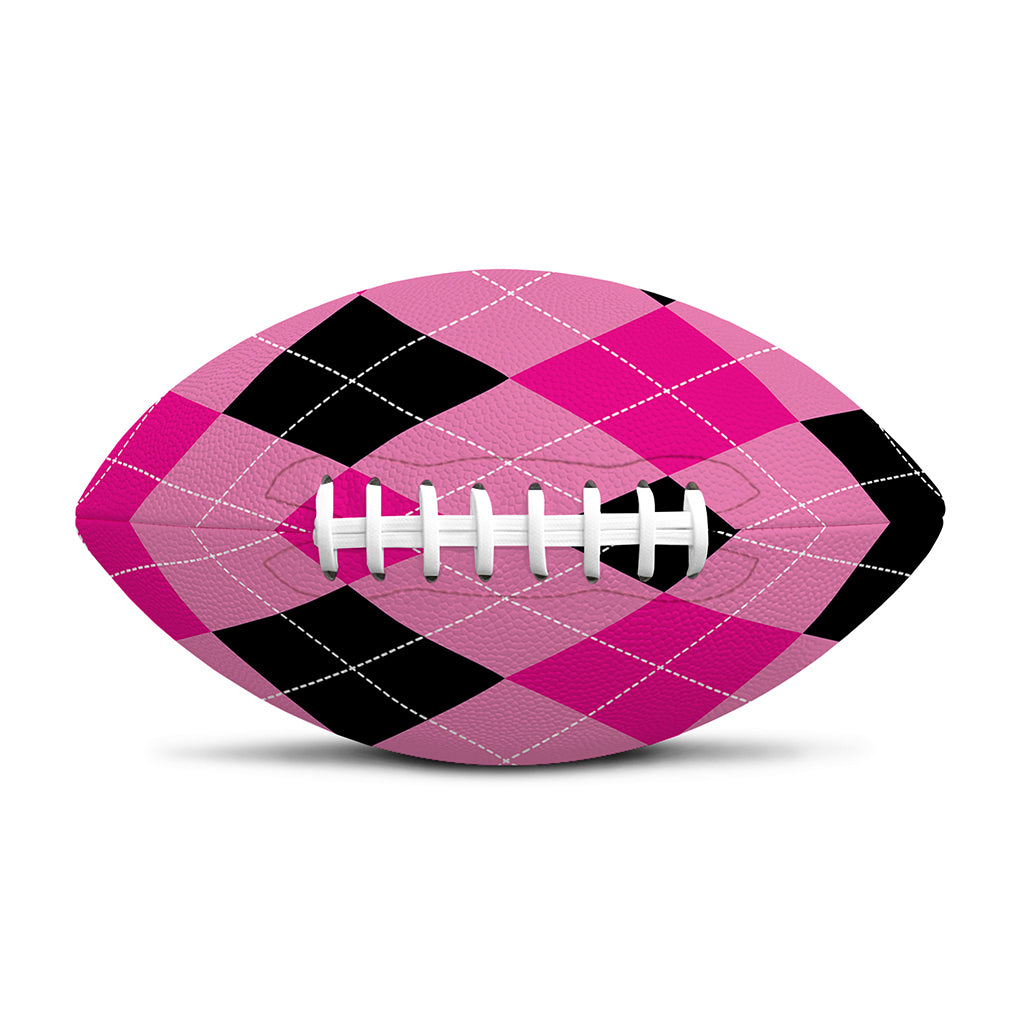 Pink And Black Argyle Pattern Print Rugby Ball