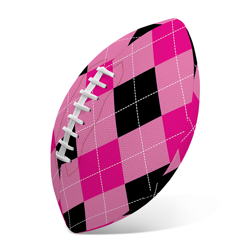 Pink And Black Argyle Pattern Print Rugby Ball
