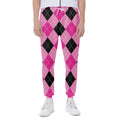 Pink And Black Argyle Pattern Print Joggers