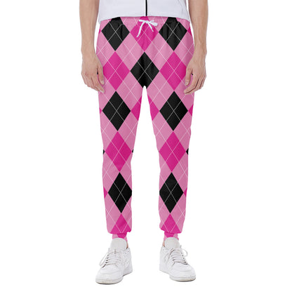 Pink And Black Argyle Pattern Print Scuba Joggers