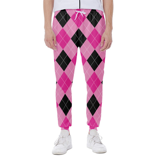 Pink And Black Argyle Pattern Print Scuba Joggers