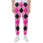 Pink And Black Argyle Pattern Print Scuba Joggers